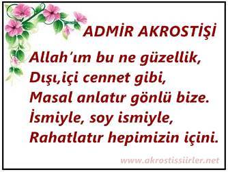 Admir İsmiyle Akrostiş Şiir