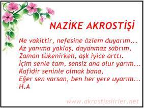 Nazike İsmiyle Akrostiş Şiir